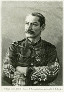 Oberstløjtnant Joseph Gallieni (1849-1916). Gravering af Thiriat, for at illustrere historien To kampagner i Fransk Sudan
