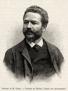 Portræt af Jules Claine (1856-1939), opdagelsesrejsende og diplomat, forfatter til historien. Gravering af Thiriat for at illustrere historien "" et år i Malaysia", af Jules Claine (1856-1939)