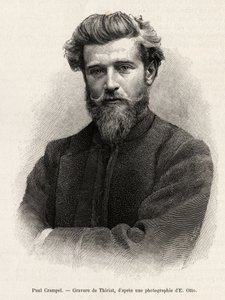 Portræt af Paul Crampel (1864-1891), fransk opdagelsesrejsende i Centralafrika. Gravering af Henri Thiriat for at illustrere historien "" La mission Crampel"", af Albert Nebout (1862-1939), i 1890, i Le tour du Monde 1892, instrueret af Edouard Charton (18