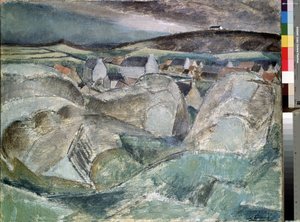 Landsby blandt klipperne. Maleri af Henri Victor Gabriel Le Fauconnier (1881-1946)