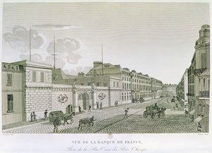 Bank of France fra Rue Croix-Petits-Champs, graveret af Eugene Dubois, 1800 af Henri after Courvoisier-Voisin