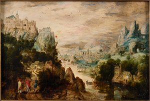 Landskab med Vej til Emmaus, ca. 1540. af Henri de Herri met de Bles