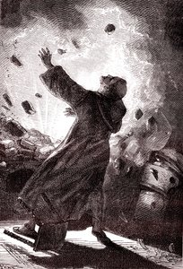 Munken Berthold Schwartz, "Fra jorden til månen" af Jules Verne af Henri de Montaut