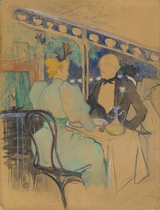 Modebevidste mennesker på Les Ambassadeurs (På Les Ambassadeurs: Stilfulde mennesker) af Henri de Toulouse-Lautrec