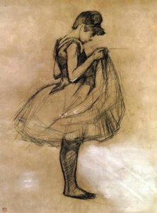 Danser justerer sin skjorte af Henri de Toulouse Lautrec