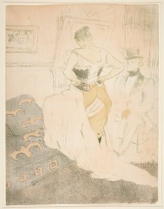 Femme en corset, conqu?te de passage (Woman Fastening a Corset, Passing Conquest), fra serien Elles af Henri de Toulouse-Lautrec
