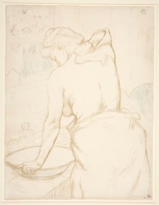 Femme qui se lave, la toilette (Woman at her Toilette, Washing Herself), fra serien Elles af Henri de Toulouse-Lautrec