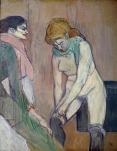 Kvinde trækker hendes strømper af Henri de Toulouse Lautrec