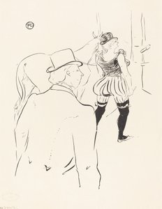 In the Wings of the Folies-Bergere: Mrs. Lona Barrison med sin leder og mand, 1895. af Henri de Toulouse Lautrec