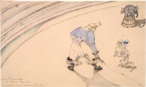I cirkus - Klovnen Footit som dyretæmmer af Henri de Toulouse Lautrec