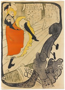 Jane Avril, 1893 (pensel og sprøjt litografi, trykt i fem farver på papir) af Henri de Toulouse Lautrec
