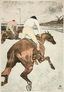 The Jockey Race Horses, pub. 1899 (farve litho) af Henri de Toulouse Lautrec