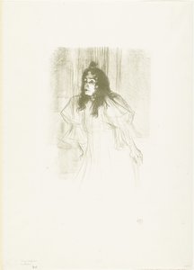 Portræt af sangerinden May Belfort med løst hængende hår af Henri de Toulouse Lautrec
