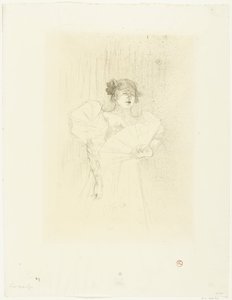 Portræt af skuespillerinden Luce Myrès med fan Luce Myres de ansigt af Henri de Toulouse Lautrec