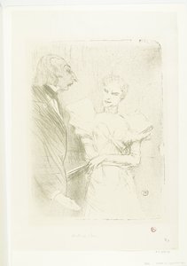 Portret af skuespillerinden Marthe Brandès som skuespiller Louis-Pierre Leloir i toneelstuk Les Cabotins Brandès og Leloir i Cabotins af Henri de Toulouse Lautrec