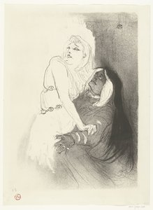 Portret af skuespillerinde Sarah Bernhardt i toneelstuk Phèdre (Phaedra) Under renæssancen. Sarah Bernhardt i Phaedra af Henri de Toulouse Lautrec