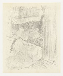 Portret af skuespillerinden Yvette Guilbert bøjet for udgivelsen Yvette Guilbert hilser publikum Yvette Guilbert: Engelsk serie (serietitel) af Henri de Toulouse Lautrec