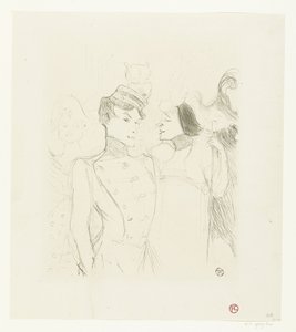 Portræt af skuespillerinderne Marcelle Lender og Eve Lavallière i en revy i Théâtre des Variétés Lender og Lavalliere af Henri de Toulouse Lautrec
