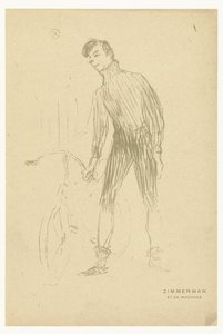 Portræt af cyklisten Albert Zimmerman og hans cykel Zimmerman et sa maskine (titel på objekt) af Henri de Toulouse-Lautrec
