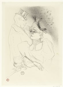 Portræt af sangerinden Marcelle Lender og komikeren Louis Bouchenez eller baronen under optræden Mademoiselle Lender og Baron af Henri de Toulouse Lautrec