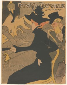 Kvinde og mand blandt publikum ved en sangforestilling Divan Japonais (titel på objekt) af Henri de Toulouse Lautrec