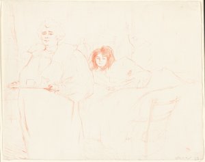 Kvinde med en bakke - morgenmad (Madame Baron og Mademoiselle Popo), tallerken to fra Elles af Henri de Toulouse Lautrec