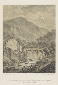 Bjerglandskab med vandmølle nær Trier Vue præmie dans le ci dev. Éctorat de trèves (titel på objekt) af Henri van Assche