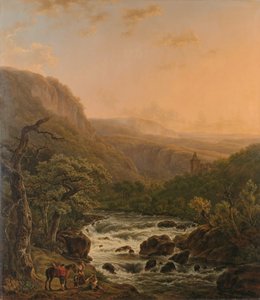 Flod i Ardennerne ved solnedgang af Henri van Assche