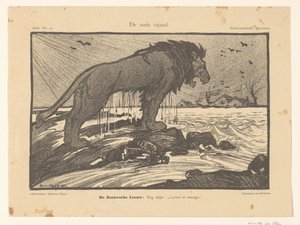 Tegnefilm af stormfloden i 1906 The Old Enemy (titel på objekt) af Henricus