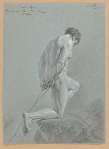 Knælende nøgen mand, set fra siden (1. præmie 1809) af Henricus Franciscus Wiertz