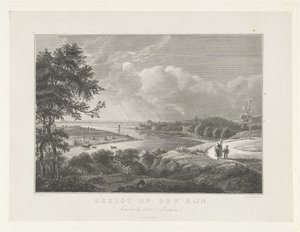 Udsigt over Rhinen under Arnhem Udsigt over Rhinen (titel på objekt) Scener fra omgivelserne i byen Arnhem (serietitel) af Henricus Wilhelmus Couwenberg