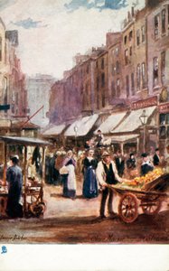 Det gamle London: Clare Market, nær Strand (farvelitografi) af Henrie Pitcher