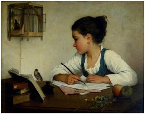 En pige der skriver; Pet Goldfinch