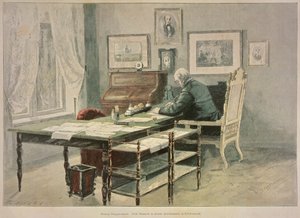 Prins Bismarck i sit arbejdsværelse i Friedrichsruh, ca. 1890 af Henriette Deppermann