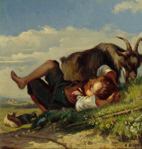 Hyrde dreng med geder af Henrik August Helland