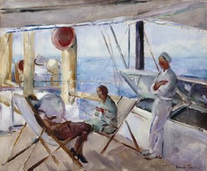 På dækket (olie på lærred) af Henrik Lund
