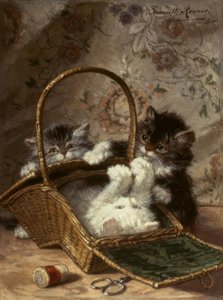 Unge katte med en sykurv af Henriëtte Ronner Knip