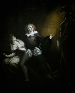 Gertrude, Hamlet og Faderens spøgelse af Henry (1741 1825) (after) Fuseli