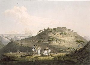 Byen Dixan i Abessinien, indgraveret af Daniel Havell (1785-1826) 1809 (akvatinte)