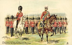 Kong George V som prins af Wales, der leder sit regiment, Royal Fusiliers, ved Aldershot af Henry A. Payne