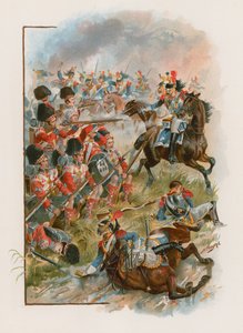 Firkant af 42. Highlanders angrebet af franske kuererssoldater ved Quatre Bras, 16. juni 1815 (chromolitho) af Henry A. Payne