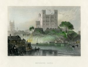 Rochester Castle, Kent, midten af det 19. århundrede.