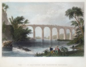 Viadukt på Baltimore & Washington Railroad, c1838 af Henry Adlard