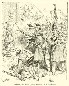 Angreb på unionstropperne i Baltimore (litho) af Henry Alexander (after) Ogden