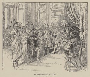 Modtagelse af Creek-indianere af kong George II på Kensington Palace af Henry Alexander (after) Ogden