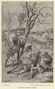 The British Retreat to Boston (litho) af Henry Alexander (after) Ogden