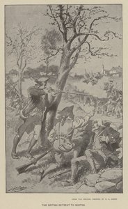 Briterne trækker sig tilbage til Boston (litho) af Henry Alexander (after) Ogden