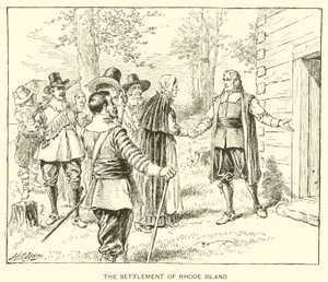 Bosættelsen Rhode Island (litho) af Henry Alexander (after) Ogden
