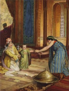 Et købmandshus i Damaskus (farve litho)