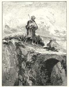 Bro uden brystværn over Jordan (litho)